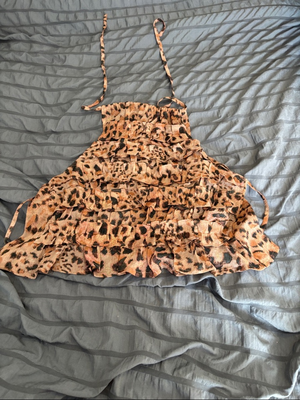 ASOS Leopard Print Ruffle Cami in Tan and Black